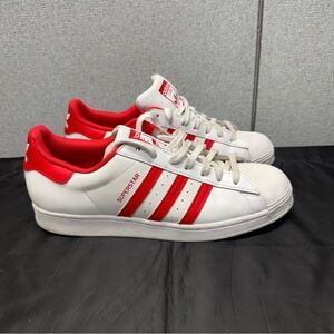 Adidas Superstar White with Red Stripes